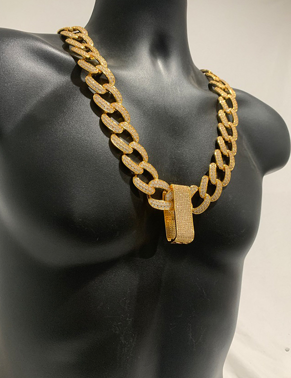 30mm Gold Ice Cuban Chain Necklace customized championship chain image